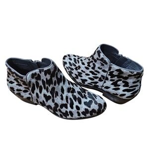 Sam Edelman Leopard Calf Hair Ankle Boots Womens 9W Grey Black Good Petty Bootie